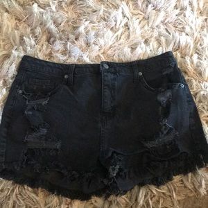 black jean shorts